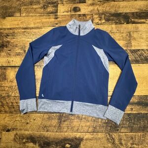 Lole Full Zip Jacket Athletic Activewear Running Track Blue‎ Gray S
